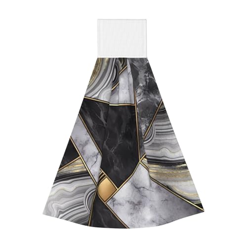 Handtücher zum Aufhängen mit schwarzer Marmorstruktur, goldfarben, Korallen-Samt, schnell trocknende Reinigungstücher für Küche, Bad, Camping und mehr Handtücher zum Aufhängen mit schwarzer Marmorstruktur, goldfarben, Korallen-Samt, schnell trocknende Reinigungstücher für Küche, Bad, Camping und mehr von JaoXer