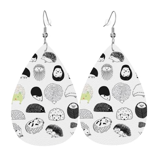 Igeldruck Leder Ohrringe für Frauen - baumelnde Tropfenohrringe, perfekt für Partys und Kostümzubehör, Einheitsgröße, Leder, kein Edelstein Igeldruck Leder Ohrringe für Frauen - baumelnde Tropfenohrringe, perfekt für Partys und Kostümzubehör, Einheitsgröße, Leder, kein Edelstein von JaoXer