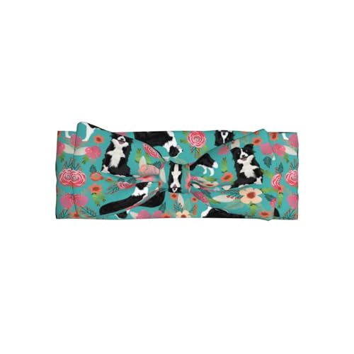 JaoXer Border Collie Florals Baby Bow Stirnband - Weiche Schleife Haarschmuck für Baby, Neugeborene, Säuglinge, Kleinkinder und Kinder von JaoXer