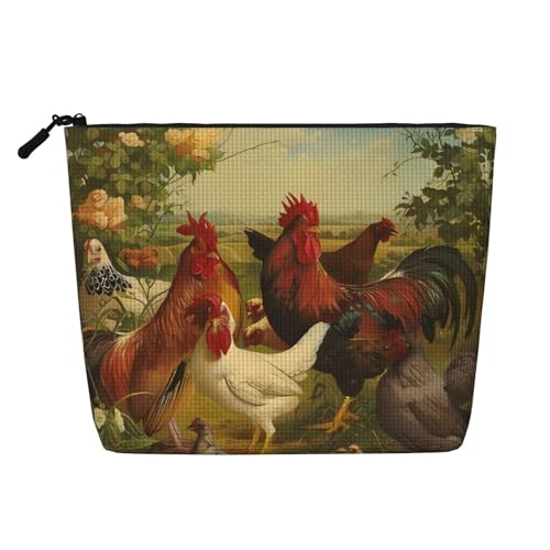 JaoXer Chickens and Farm Make-up-Tasche aus künstlichem Hanf, Kulturbeutel Organizer – eine Packung für mehrere tägliche Anwendungen, Geschäftsreise-Begleiter, schwarz, Einheitsgröße von JaoXer
