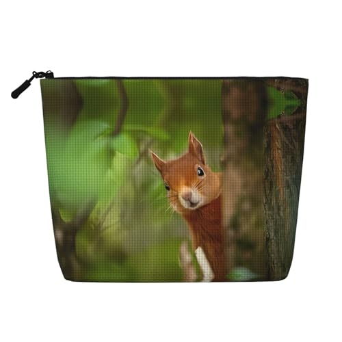 JaoXer Eichhörnchen Make-up-Tasche aus künstlichem Hanf, Kulturbeutel, Organizer – eine Packung für mehrere tägliche Anwendungen, Geschäftsreise-Begleiter, schwarz, Einheitsgröße von JaoXer