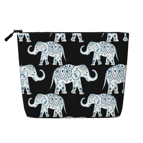 JaoXer Elefant Make-up-Tasche aus künstlichem Hanf, Kulturbeutel, Organizer für mehrere tägliche Anwendungen, Geschäftsreise, Schwarz, Einheitsgröße von JaoXer