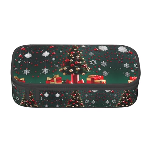 JaoXer Federmäppchen mit schwarz-weißem Streifendruck, Mehrzweck-Organizer, tragbare Schreibwarentasche für Schule, Büro und Reisen, Weihnachtsbaum mit runder Kugel, Einheitsgröße, Druck von JaoXer