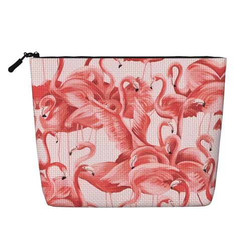 JaoXer Flamingo Make-up-Tasche aus künstlichem Hanf, Kulturbeutel, Organizer für mehrere tägliche Anwendungen, Geschäftsreise, Schwarz, Einheitsgröße von JaoXer