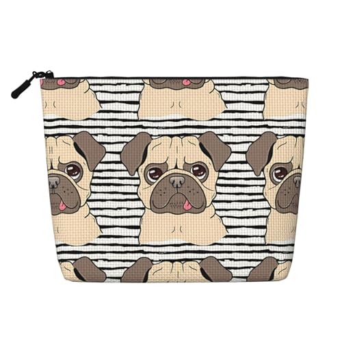 JaoXer Funny Happy Pug Dog Fake Hanf Make-up-Tasche, Kulturbeutel Organizer - Eine Packung für mehrere tägliche Anwendungen, Geschäftsreise-Begleiter, Schwarz, Einheitsgröße von JaoXer