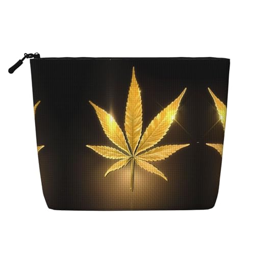 JaoXer Golden Cannabis Make-up-Tasche aus künstlichem Hanf, Kulturbeutel, Organizer für mehrere tägliche Anwendungen, Geschäftsreise, Schwarz, Einheitsgröße JaoXer Golden Cannabis Make-up-Tasche aus künstlichem Hanf, Kulturbeutel, Organizer für mehrere tägliche Anwendungen, Geschäftsreise, Schwarz, Einheitsgröße von JaoXer