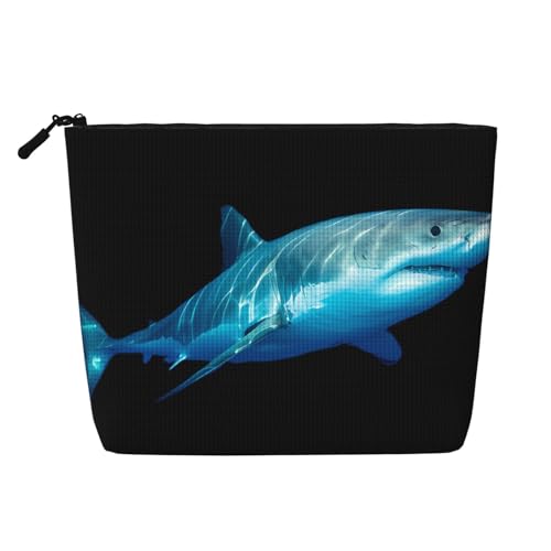 JaoXer Great White Hai Make-up-Tasche aus künstlichem Hanf, Kulturbeutel, Organizer für mehrere tägliche Anwendungen, Geschäftsreise, Schwarz, Einheitsgröße von JaoXer