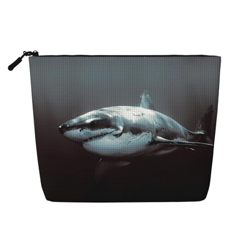 JaoXer Great White Shark Make-up-Tasche aus künstlichem Hanf, Kulturbeutel, Organizer für mehrere tägliche Anwendungen, Geschäftsreise, Schwarz, Einheitsgröße von JaoXer