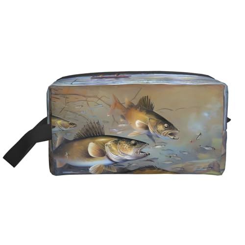 JaoXer Große Reise-Kosmetiktasche, wiederverwendbar, Fischermotiv, für Toilettenartikel, tragbarer Organizer für Damen und Herren, weiß, Einheitsgröße JaoXer Große Reise-Kosmetiktasche, wiederverwendbar, Fischermotiv, für Toilettenartikel, tragbarer Organizer für Damen und Herren, weiß, Einheitsgröße von JaoXer