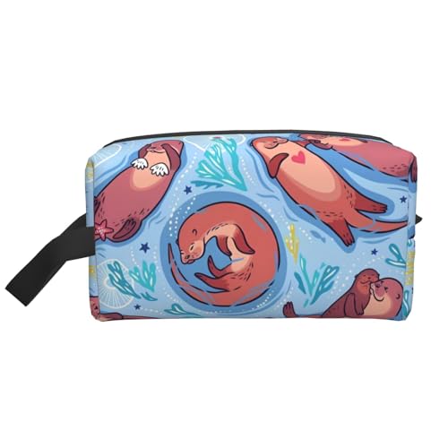 JaoXer Große Reise-Kosmetiktasche, wiederverwendbar, Tier, niedlich, brauner Otter-Druck, Dopp Kit für Toilettenartikel, tragbarer Organizer für Männer und Frauen, weiß, Einheitsgröße JaoXer Große Reise-Kosmetiktasche, wiederverwendbar, Tier, niedlich, brauner Otter-Druck, Dopp Kit für Toilettenartikel, tragbarer Organizer für Männer und Frauen, weiß, Einheitsgröße von JaoXer