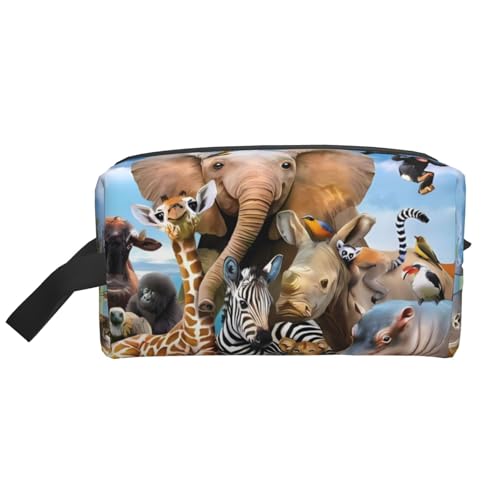 JaoXer Große Reise-Kosmetiktasche, wiederverwendbar, afrikanische Tiere, bedruckt, Dopp Kit für Toilettenartikel, tragbarer Organizer für Männer und Frauen, Weiß, Einheitsgröße JaoXer Große Reise-Kosmetiktasche, wiederverwendbar, afrikanische Tiere, bedruckt, Dopp Kit für Toilettenartikel, tragbarer Organizer für Männer und Frauen, Weiß, Einheitsgröße von JaoXer