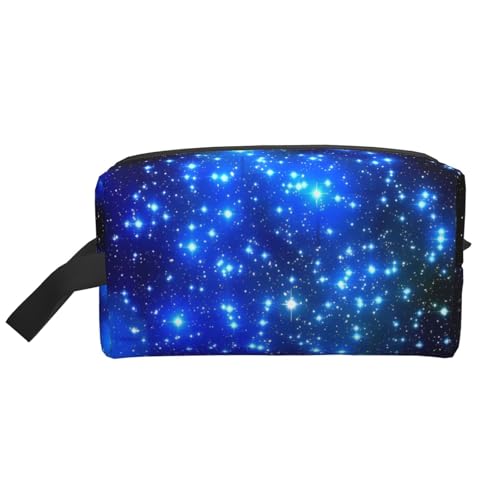JaoXer Große Reise-Kosmetiktasche, wiederverwendbar, blau glänzende Sterne, Druck-Set für Toilettenartikel, tragbarer Organizer für Männer und Frauen, weiß, Einheitsgröße JaoXer Große Reise-Kosmetiktasche, wiederverwendbar, blau glänzende Sterne, Druck-Set für Toilettenartikel, tragbarer Organizer für Männer und Frauen, weiß, Einheitsgröße von JaoXer