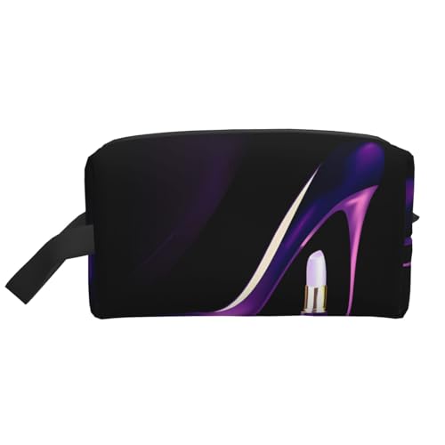 JaoXer Große Reise-Kosmetiktasche, wiederverwendbar, elegant, violett, High Heels, Druck, Dopp Kit für Toilettenartikel, tragbarer Organizer für Männer und Frauen, weiß, Einheitsgröße von JaoXer
