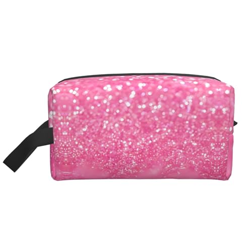JaoXer Große Reise-Kosmetiktasche, wiederverwendbar, glitzernd, rosa Glitzer-Druck, Dopp Kit für Toilettenartikel, tragbarer Organizer für Männer und Frauen, weiß, Einheitsgröße JaoXer Große Reise-Kosmetiktasche, wiederverwendbar, glitzernd, rosa Glitzer-Druck, Dopp Kit für Toilettenartikel, tragbarer Organizer für Männer und Frauen, weiß, Einheitsgröße von JaoXer