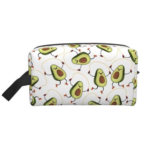 JaoXer Große Reise-Kosmetiktasche, wiederverwendbar, lustiger Cartoon-Avocado-Druck, Dopp Kit für Toilettenartikel, tragbarer Organizer für Männer und Frauen, weiß, Einheitsgröße von JaoXer