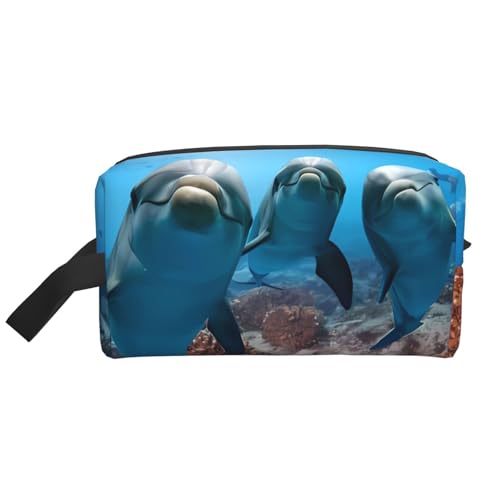 JaoXer Große Reise-Kosmetiktasche, wiederverwendbar, lustiger Delphin, der dich ansieht, Druck-Dopp-Kit für Toilettenartikel, tragbarer Organizer für Männer und Frauen, weiß, Einheitsgröße JaoXer Große Reise-Kosmetiktasche, wiederverwendbar, lustiger Delphin, der dich ansieht, Druck-Dopp-Kit für Toilettenartikel, tragbarer Organizer für Männer und Frauen, weiß, Einheitsgröße von JaoXer