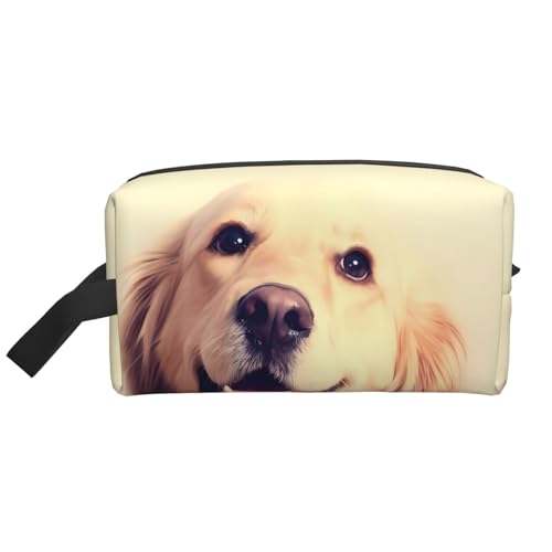 JaoXer Große Reise-Kosmetiktasche, wiederverwendbar, schöner goldener Hunde-Druck, Dopp Kit für Toilettenartikel, tragbarer Organizer für Männer und Frauen, weiß, Einheitsgröße von JaoXer