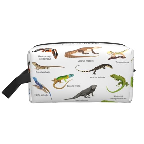 JaoXer Große Reise-Kosmetiktasche, wiederverwendbar, verschiedene Arten von Eidechsen-Druck, Dopp Kit für Toilettenartikel, tragbarer Organizer für Männer und Frauen JaoXer Große Reise-Kosmetiktasche, wiederverwendbar, verschiedene Arten von Eidechsen-Druck, Dopp Kit für Toilettenartikel, tragbarer Organizer für Männer und Frauen von JaoXer