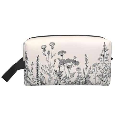 JaoXer Große Reise-Kosmetiktasche - Wiederverwendbare Blumenkräuter Botanische Gravur Druck Dopp Kit für Toilettenartikel, tragbarer Organizer für Männer und Frauen, Weiß, Einheitsgröße JaoXer Große Reise-Kosmetiktasche - Wiederverwendbare Blumenkräuter Botanische Gravur Druck Dopp Kit für Toilettenartikel, tragbarer Organizer für Männer und Frauen, Weiß, Einheitsgröße von JaoXer
