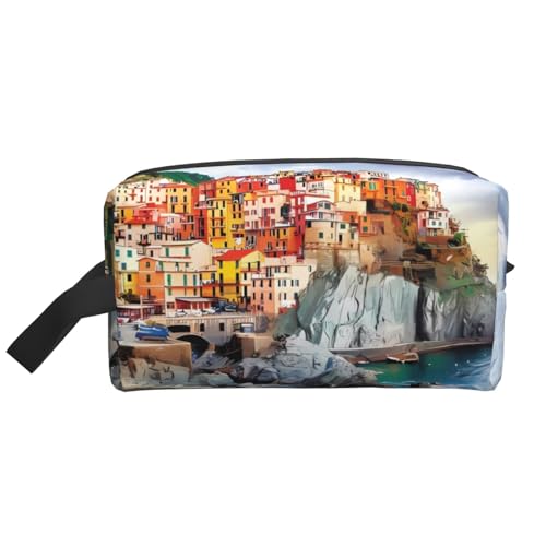 JaoXer Große Reise-Kosmetiktasche - Wiederverwendbare Cinque Terre Landschaft Print Dopp Kit für Toilettenartikel, tragbarer Organizer für Männer und Frauen, Weiß, Einheitsgröße JaoXer Große Reise-Kosmetiktasche - Wiederverwendbare Cinque Terre Landschaft Print Dopp Kit für Toilettenartikel, tragbarer Organizer für Männer und Frauen, Weiß, Einheitsgröße von JaoXer