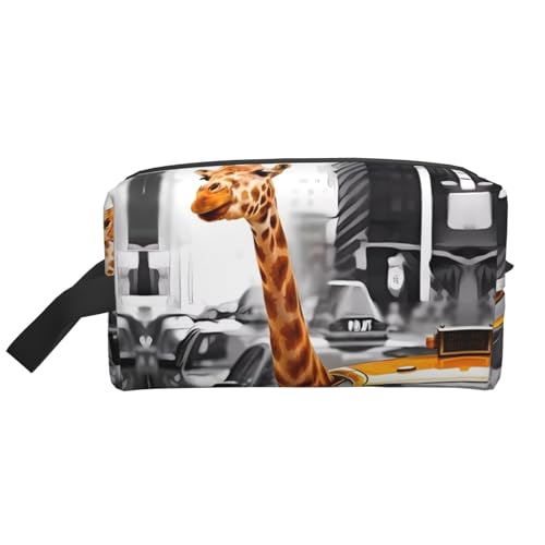 JaoXer Große Reise-Kosmetiktasche - Wiederverwendbare Giraffe in New York Print Dopp Kit für Toilettenartikel, tragbarer Organizer für Männer und Frauen, Weiß, Einheitsgröße JaoXer Große Reise-Kosmetiktasche - Wiederverwendbare Giraffe in New York Print Dopp Kit für Toilettenartikel, tragbarer Organizer für Männer und Frauen, Weiß, Einheitsgröße von JaoXer