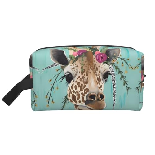 JaoXer Große Reise-Kosmetiktasche - Wiederverwendbare Giraffe mit Blumendruck, Dopp Kit für Toilettenartikel, tragbarer Organizer für Männer und Frauen, Weiß, Einheitsgröße JaoXer Große Reise-Kosmetiktasche - Wiederverwendbare Giraffe mit Blumendruck, Dopp Kit für Toilettenartikel, tragbarer Organizer für Männer und Frauen, Weiß, Einheitsgröße von JaoXer