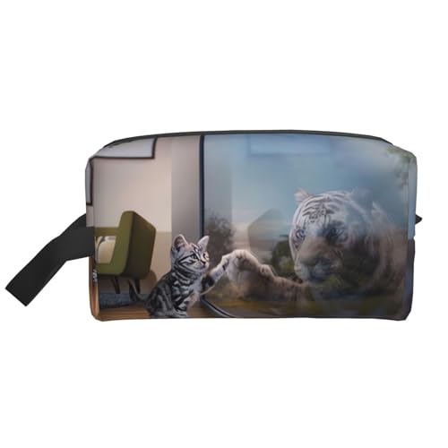 JaoXer Große Reise-Kosmetiktasche - Wiederverwendbare Katze und Reflexion Tiger Tierdruck Dopp Kit für Toilettenartikel, tragbarer Organizer für Männer und Frauen JaoXer Große Reise-Kosmetiktasche - Wiederverwendbare Katze und Reflexion Tiger Tierdruck Dopp Kit für Toilettenartikel, tragbarer Organizer für Männer und Frauen von JaoXer