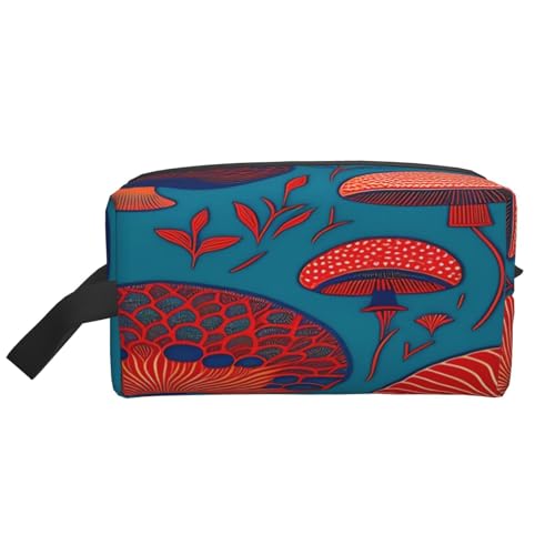 JaoXer Große Reise-Kosmetiktasche - Wiederverwendbare Pilze und Blätter Druck Dopp Kit für Toilettenartikel, tragbarer Organizer für Männer und Frauen, Weiß, Einheitsgröße von JaoXer