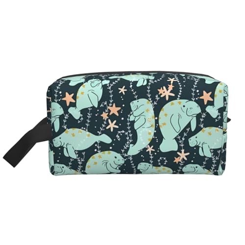 JaoXer Große Reise-Kosmetiktasche - Wiederverwendbare Seekuh Tiere Kalb Print Dopp Kit für Toilettenartikel, tragbarer Organizer für Männer und Frauen, Weiß, Einheitsgröße JaoXer Große Reise-Kosmetiktasche - Wiederverwendbare Seekuh Tiere Kalb Print Dopp Kit für Toilettenartikel, tragbarer Organizer für Männer und Frauen, Weiß, Einheitsgröße von JaoXer