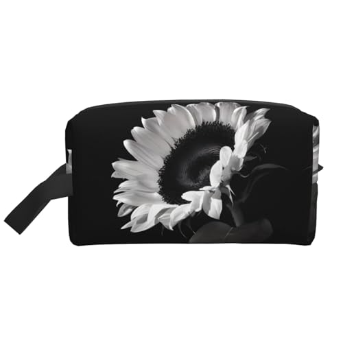 JaoXer Große Reise-Kosmetiktasche - Wiederverwendbare Sonnenblume Schwarz Grau Druck Dopp Kit für Toilettenartikel, tragbarer Organizer für Männer und Frauen, Weiß, Einheitsgröße JaoXer Große Reise-Kosmetiktasche - Wiederverwendbare Sonnenblume Schwarz Grau Druck Dopp Kit für Toilettenartikel, tragbarer Organizer für Männer und Frauen, Weiß, Einheitsgröße von JaoXer