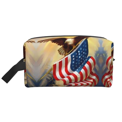 JaoXer Große Reise-Kosmetiktasche - Wiederverwendbare amerikanische Flagge Adler Kunstdruck Dopp Kit für Toilettenartikel, tragbarer Organizer für Männer und Frauen, weiß, Einheitsgröße JaoXer Große Reise-Kosmetiktasche - Wiederverwendbare amerikanische Flagge Adler Kunstdruck Dopp Kit für Toilettenartikel, tragbarer Organizer für Männer und Frauen, weiß, Einheitsgröße von JaoXer