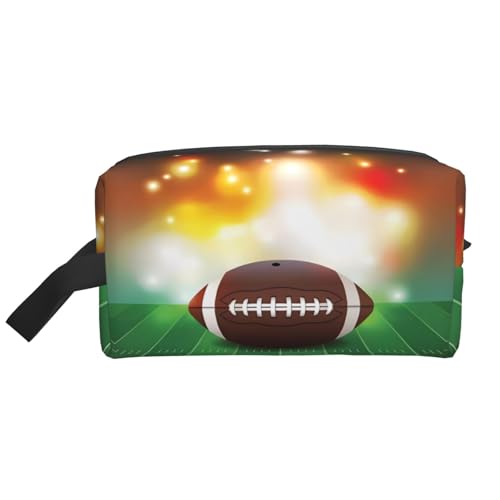 JaoXer Große Reise-Kosmetiktasche - Wiederverwendbarer American Football Ball auf Gras Sport Print Dopp Kit für Toilettenartikel, tragbarer Organizer für Männer und Frauen, weiß, Einheitsgröße JaoXer Große Reise-Kosmetiktasche - Wiederverwendbarer American Football Ball auf Gras Sport Print Dopp Kit für Toilettenartikel, tragbarer Organizer für Männer und Frauen, weiß, Einheitsgröße von JaoXer