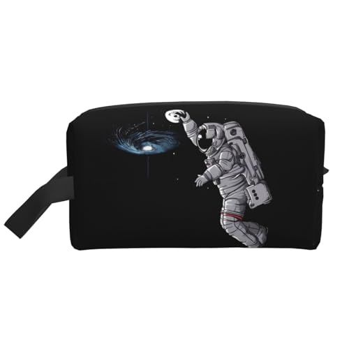 JaoXer Große Reise-Kosmetiktasche - Wiederverwendbarer Astronauten-Basketball-Druck, Dopp-Kit für Toilettenartikel, tragbarer Organizer für Männer und Frauen, weiß, Einheitsgröße von JaoXer