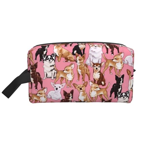 JaoXer Große Reise-Kosmetiktasche - Wiederverwendbarer Chiwawas Hund Rosa Druck Dopp Kit für Toilettenartikel, tragbarer Organizer für Männer und Frauen, Weiß, Einheitsgröße von JaoXer