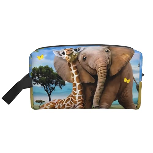 JaoXer Große Reise-Kosmetiktasche – Wiederverwendbarer Elefanten- und Giraffen-Druck, Dopp Kit für Toilettenartikel, tragbarer Organizer für Männer und Frauen, Weiß, Einheitsgröße JaoXer Große Reise-Kosmetiktasche – Wiederverwendbarer Elefanten- und Giraffen-Druck, Dopp Kit für Toilettenartikel, tragbarer Organizer für Männer und Frauen, Weiß, Einheitsgröße von JaoXer