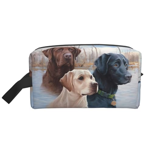 JaoXer Große Reise-Kosmetiktasche - Wiederverwendbarer Labrador-Hunde-Aufdruck, Dopp Kit für Toilettenartikel, tragbarer Organizer für Männer und Frauen, Weiß, Einheitsgröße JaoXer Große Reise-Kosmetiktasche - Wiederverwendbarer Labrador-Hunde-Aufdruck, Dopp Kit für Toilettenartikel, tragbarer Organizer für Männer und Frauen, Weiß, Einheitsgröße von JaoXer