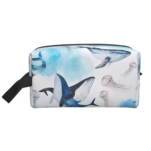 JaoXer Große Reise-Kosmetiktasche - Wiederverwendbarer Meerwal und Quallen Druck Dopp Kit für Toilettenartikel, tragbarer Organizer für Männer und Frauen, Weiß, Einheitsgröße JaoXer Große Reise-Kosmetiktasche - Wiederverwendbarer Meerwal und Quallen Druck Dopp Kit für Toilettenartikel, tragbarer Organizer für Männer und Frauen, Weiß, Einheitsgröße von JaoXer