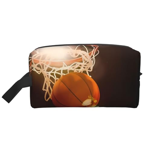 JaoXer Große Reise-Kosmetiktasche - Wiederverwendbarer Nacht-Basketball-Aufdruck, Dopp Kit für Toilettenartikel, tragbarer Organizer für Männer und Frauen, Weiß, Einheitsgröße JaoXer Große Reise-Kosmetiktasche - Wiederverwendbarer Nacht-Basketball-Aufdruck, Dopp Kit für Toilettenartikel, tragbarer Organizer für Männer und Frauen, Weiß, Einheitsgröße von JaoXer