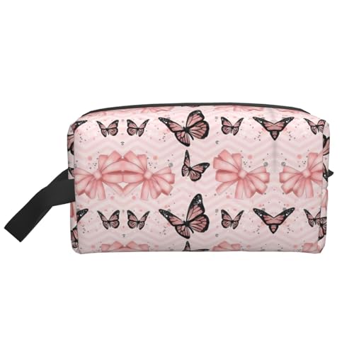 JaoXer Große Reise-Kosmetiktasche - Wiederverwendbarer Schmetterling Rosa Druck Dopp Kit für Toilettenartikel, tragbarer Organizer für Männer und Frauen, Weiß, Einheitsgröße JaoXer Große Reise-Kosmetiktasche - Wiederverwendbarer Schmetterling Rosa Druck Dopp Kit für Toilettenartikel, tragbarer Organizer für Männer und Frauen, Weiß, Einheitsgröße von JaoXer
