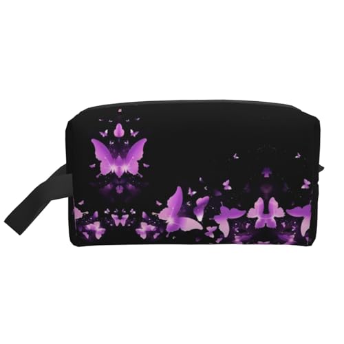JaoXer Große Reise-Kosmetiktasche - Wiederverwendbarer Schmetterling lila Druck Dopp Kit für Toilettenartikel, tragbarer Organizer für Männer und Frauen, weiß, Einheitsgröße JaoXer Große Reise-Kosmetiktasche - Wiederverwendbarer Schmetterling lila Druck Dopp Kit für Toilettenartikel, tragbarer Organizer für Männer und Frauen, weiß, Einheitsgröße von JaoXer