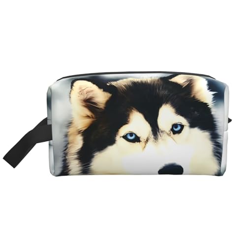JaoXer Große Reise-Kosmetiktasche - Wiederverwendbarer Sibirischer Husky-Aufdruck, Dopp Kit für Toilettenartikel, tragbarer Organizer für Männer und Frauen, Weiß, Einheitsgröße von JaoXer