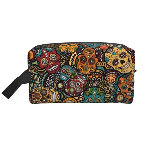JaoXer Große Reise-Kosmetiktasche - Wiederverwendbarer Zuckerschädel Druck Dopp Kit für Toilettenartikel, tragbarer Organizer für Männer und Frauen, weiß, Einheitsgröße JaoXer Große Reise-Kosmetiktasche - Wiederverwendbarer Zuckerschädel Druck Dopp Kit für Toilettenartikel, tragbarer Organizer für Männer und Frauen, weiß, Einheitsgröße von JaoXer