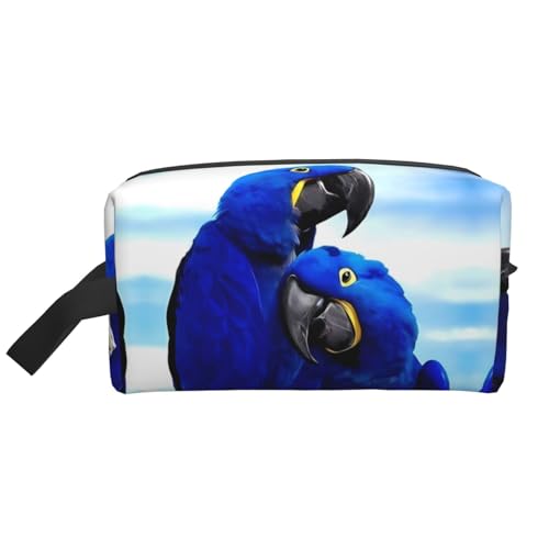JaoXer Große Reise-Kosmetiktasche - Wiederverwendbarer blauer Papageien-Umarmungsdruck Dopp Kit für Toilettenartikel, tragbarer Organizer für Männer und Frauen, weiß, Einheitsgröße JaoXer Große Reise-Kosmetiktasche - Wiederverwendbarer blauer Papageien-Umarmungsdruck Dopp Kit für Toilettenartikel, tragbarer Organizer für Männer und Frauen, weiß, Einheitsgröße von JaoXer