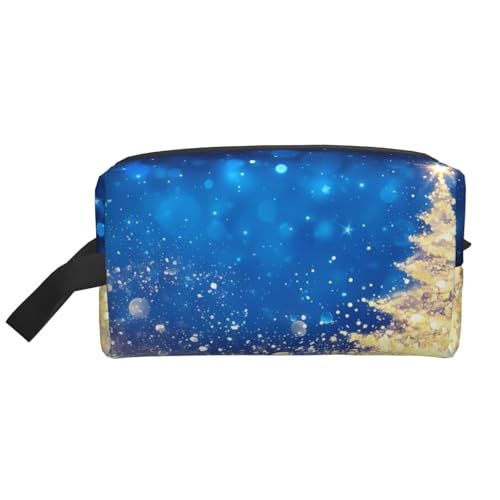JaoXer Große Reise-Kosmetiktasche - Wiederverwendbarer goldener Glitzer-Weihnachtsbaum-Druck, Dopp Kit für Toilettenartikel, tragbarer Organizer für Männer und Frauen, weiß, Einheitsgröße JaoXer Große Reise-Kosmetiktasche - Wiederverwendbarer goldener Glitzer-Weihnachtsbaum-Druck, Dopp Kit für Toilettenartikel, tragbarer Organizer für Männer und Frauen, weiß, Einheitsgröße von JaoXer
