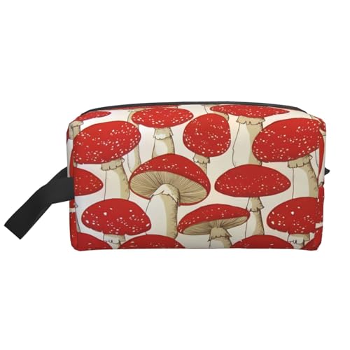 JaoXer Große Reise-Kosmetiktasche - Wiederverwendbarer rot-weißer Pilzdruck Dopp Kit für Toilettenartikel, tragbarer Organizer für Männer und Frauen, weiß, Einheitsgröße JaoXer Große Reise-Kosmetiktasche - Wiederverwendbarer rot-weißer Pilzdruck Dopp Kit für Toilettenartikel, tragbarer Organizer für Männer und Frauen, weiß, Einheitsgröße von JaoXer