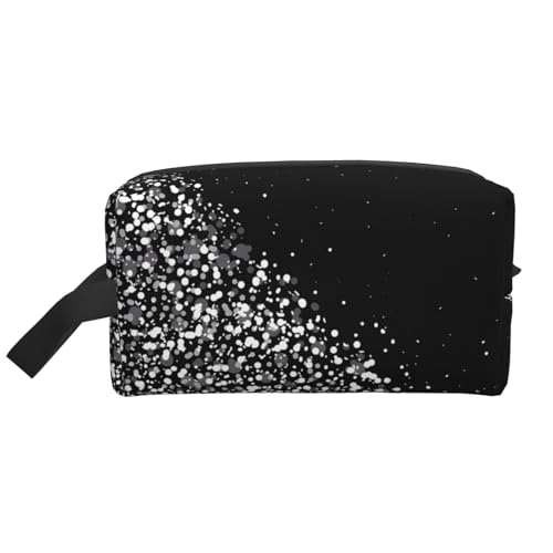 JaoXer Große Reise-Kosmetiktasche - Wiederverwendbarer schwarz-weißer Glitzerdruck Dopp Kit für Toilettenartikel, tragbarer Organizer für Männer und Frauen, weiß, Einheitsgröße JaoXer Große Reise-Kosmetiktasche - Wiederverwendbarer schwarz-weißer Glitzerdruck Dopp Kit für Toilettenartikel, tragbarer Organizer für Männer und Frauen, weiß, Einheitsgröße von JaoXer