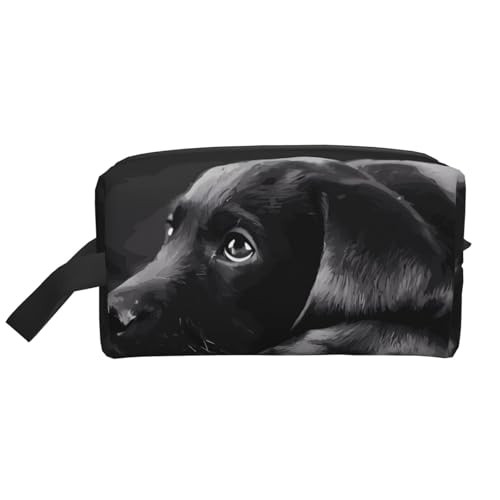 JaoXer Große Reise-Kosmetiktasche - Wiederverwendbarer schwarzer Labrador-Welpen-Druck, Dopp Kit für Toilettenartikel, tragbarer Organizer für Männer und Frauen, weiß, Einheitsgröße JaoXer Große Reise-Kosmetiktasche - Wiederverwendbarer schwarzer Labrador-Welpen-Druck, Dopp Kit für Toilettenartikel, tragbarer Organizer für Männer und Frauen, weiß, Einheitsgröße von JaoXer