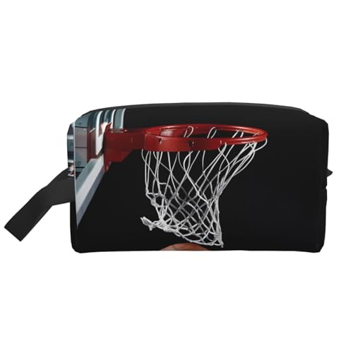 JaoXer Große Reise-Kosmetiktasche - Wiederverwendbares Basketball-Druck-Dopp-Kit für Toilettenartikel, tragbarer Organizer für Männer und Frauen, weiß, Einheitsgröße von JaoXer