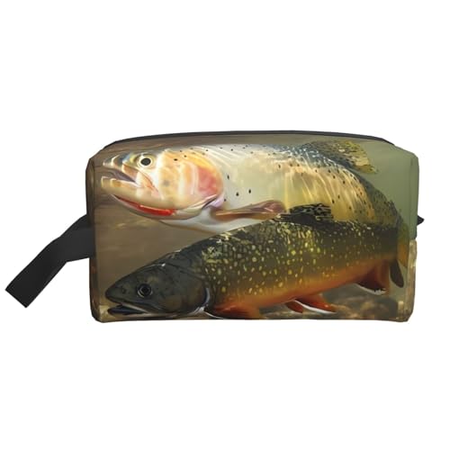 JaoXer Große Reise-Kosmetiktasche - Wiederverwendbares Brook Trout Fly Fishing Print Dopp Kit für Toilettenartikel, tragbarer Organizer für Männer und Frauen, Weiß, Einheitsgröße JaoXer Große Reise-Kosmetiktasche - Wiederverwendbares Brook Trout Fly Fishing Print Dopp Kit für Toilettenartikel, tragbarer Organizer für Männer und Frauen, Weiß, Einheitsgröße von JaoXer