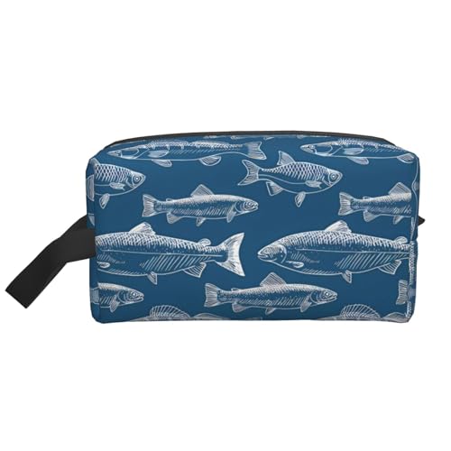 JaoXer Große Reise-Kosmetiktasche - Wiederverwendbares Dopp-Kit mit Ozeanfischen für Toilettenartikel, tragbarer Organizer für Männer und Frauen, Weiß, Einheitsgröße JaoXer Große Reise-Kosmetiktasche - Wiederverwendbares Dopp-Kit mit Ozeanfischen für Toilettenartikel, tragbarer Organizer für Männer und Frauen, Weiß, Einheitsgröße von JaoXer